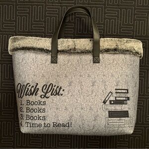 Barnes & Noble Gray Felt Tote Bag with Black Handles